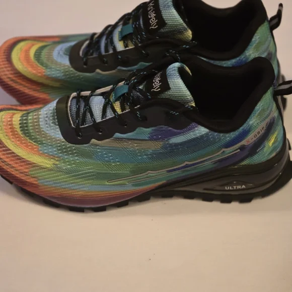 Size 11.5 Kricely Men's Trail Running Shoes Hiking Outdoor Sneaker Shoe  Rainbow - Picture 4 of 5